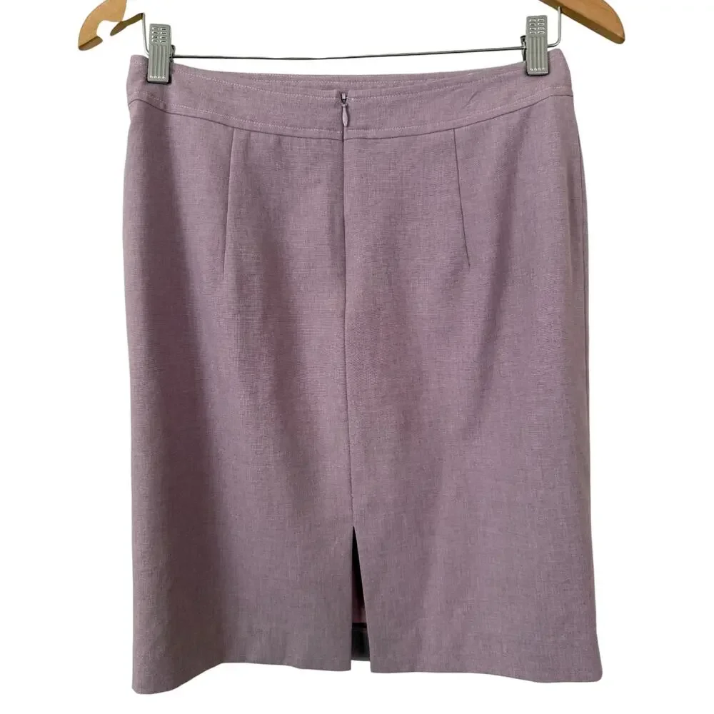 Lavender Knee Length Pencil Lined Skirt Zip Closure Medium Vintage Preppy Office
